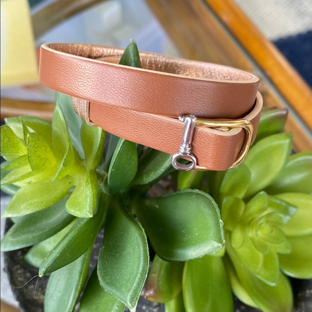 Keep Collective Tan & Good Reversible Leather Wrap Charm Bracelet